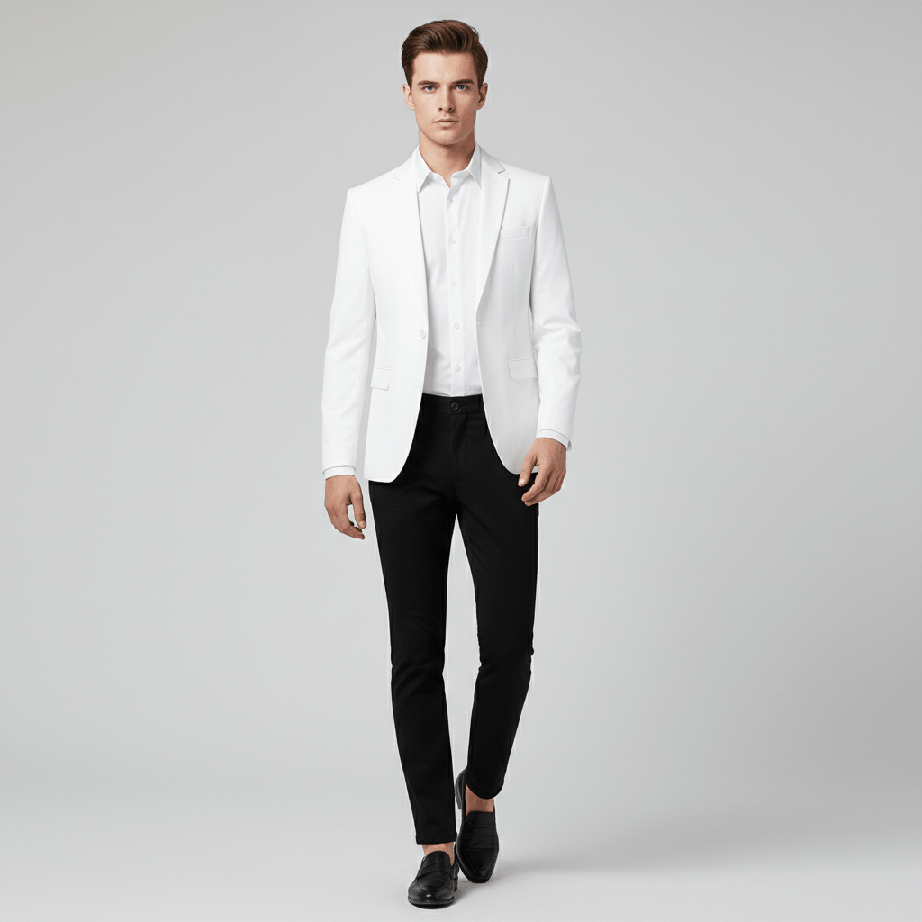 Oscar Single Button Tailored Blazer with Notch Lapel and Flap Pockets