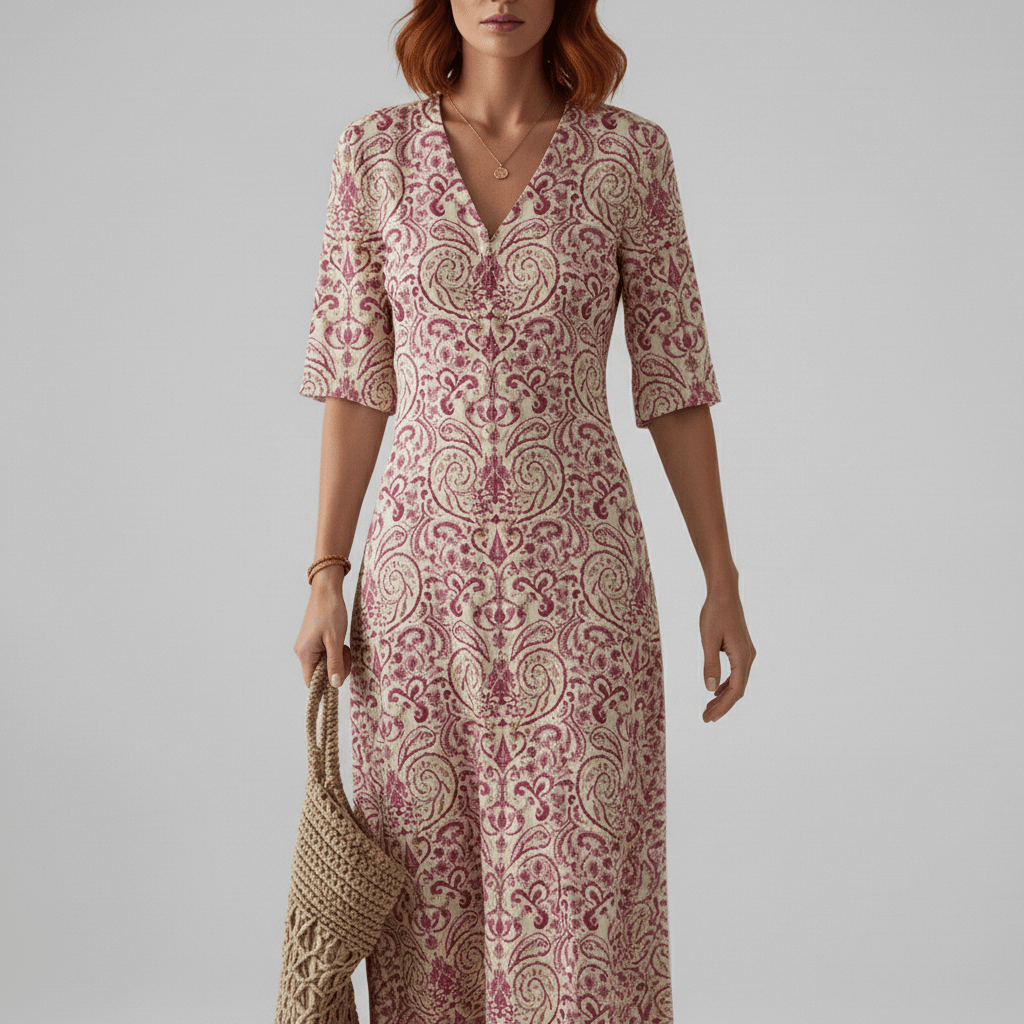 Prudence V-Neck Floral Maxi Dress for Women with Short Sleeves