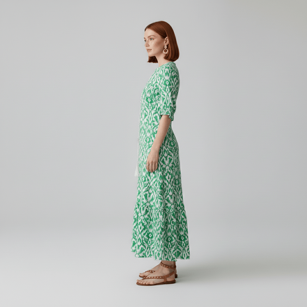 Prudence V-Neck Floral Maxi Dress for Women with Short Sleeves