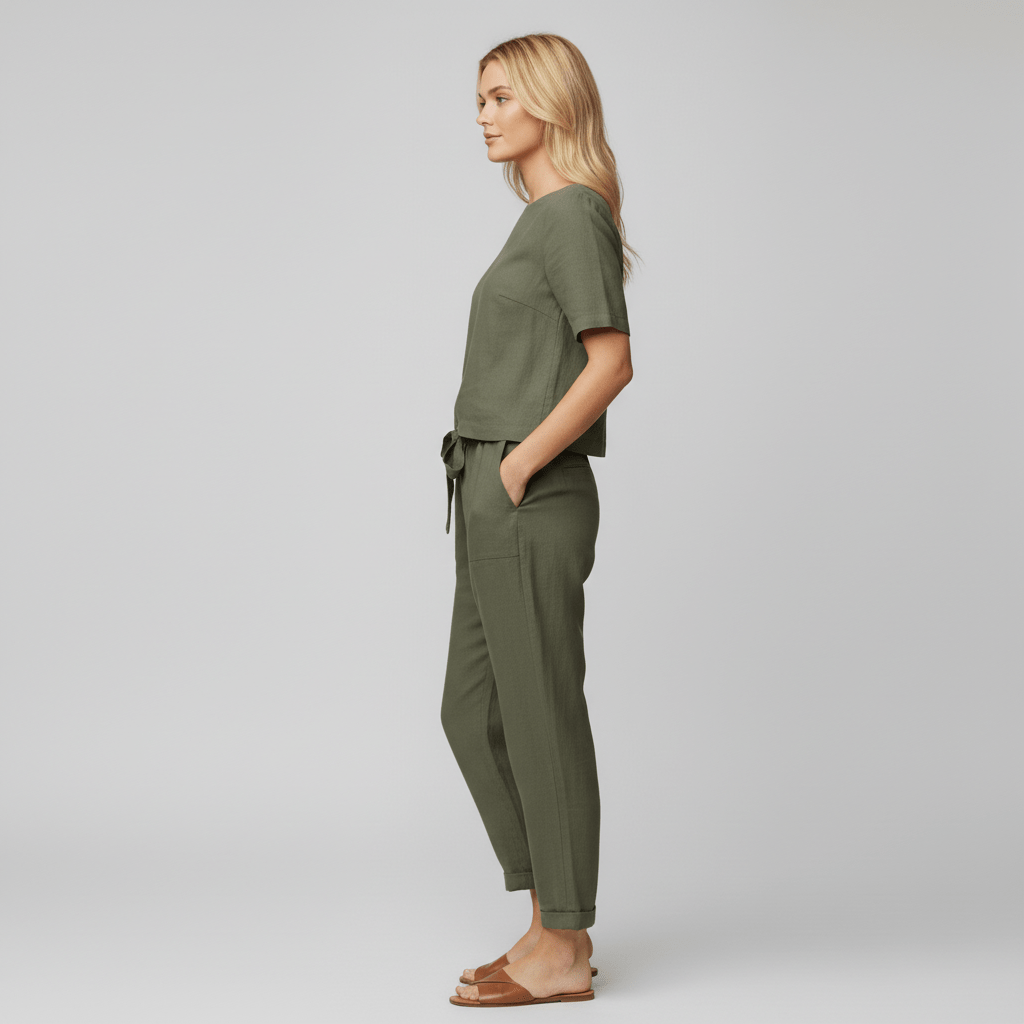Roxana Two Piece Set Short Sleeve Top and Drawstring Pants
