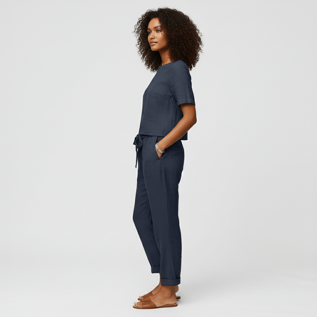 Roxana Two Piece Set Short Sleeve Top and Drawstring Pants