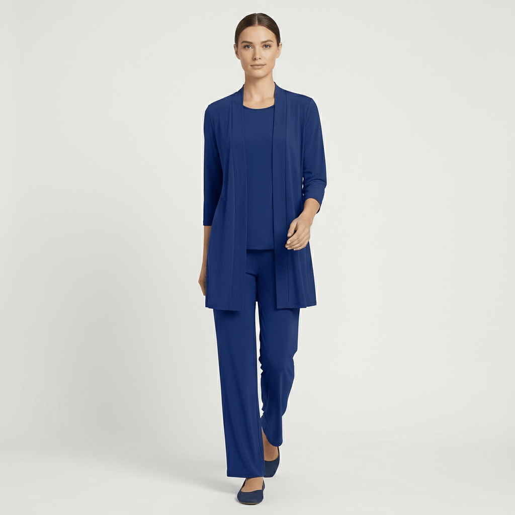 Ruth Two Piece Set Open Front Cardigan and Wide-Leg