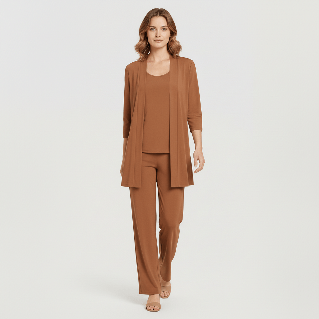 Ruth Two Piece Set Open Front Cardigan and Wide-Leg