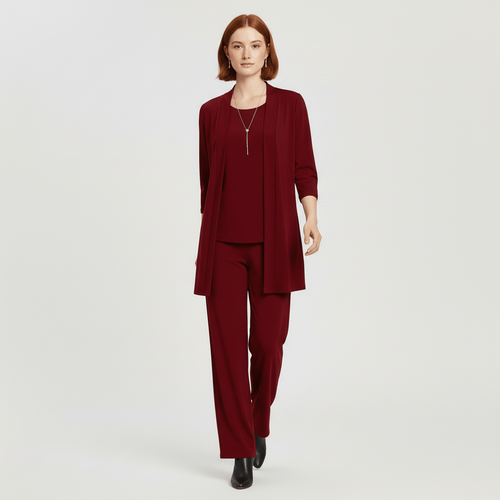 Ruth Two Piece Set Open Front Cardigan and Wide-Leg