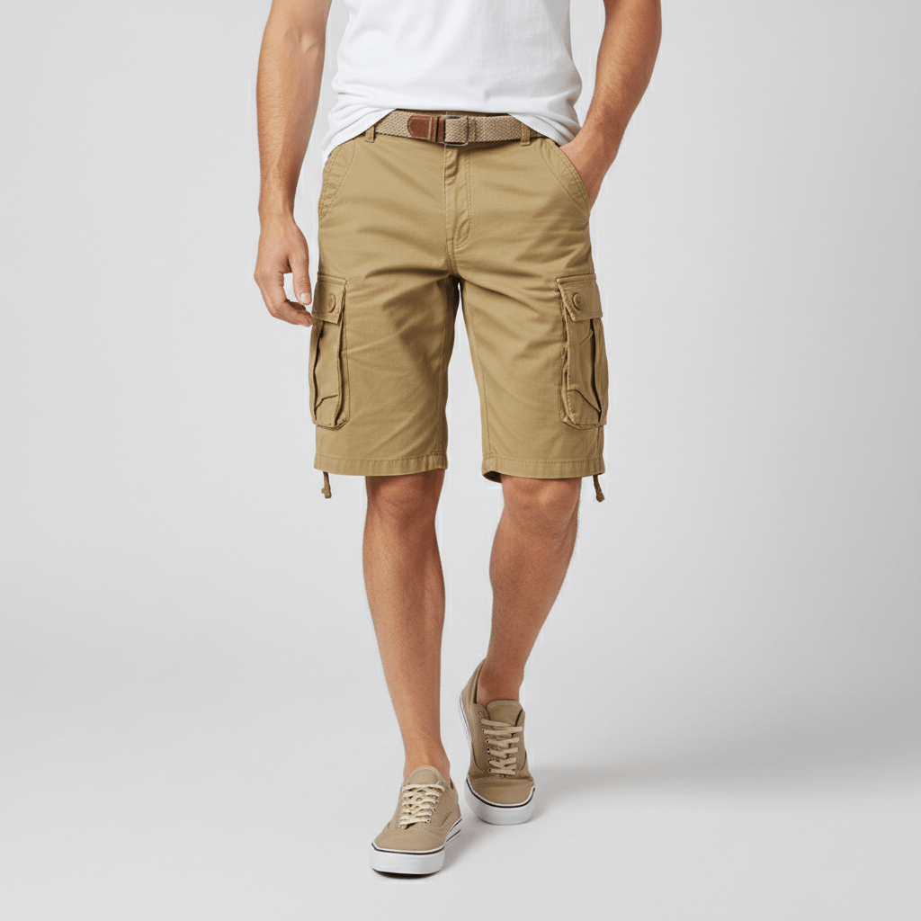 Shawn Cargo Shorts with Side Slip Pockets and Belt Loops