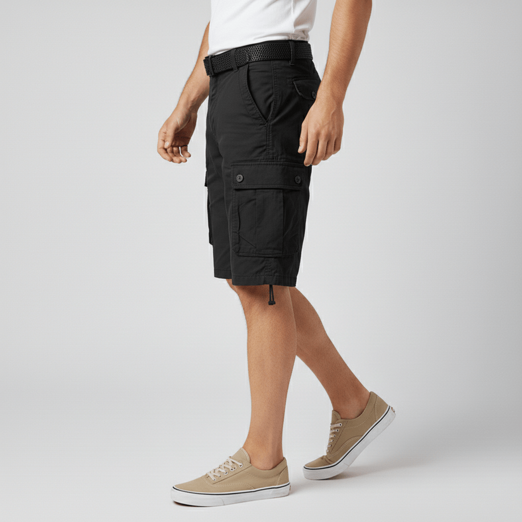 Shawn Cargo Shorts with Side Slip Pockets and Belt Loops