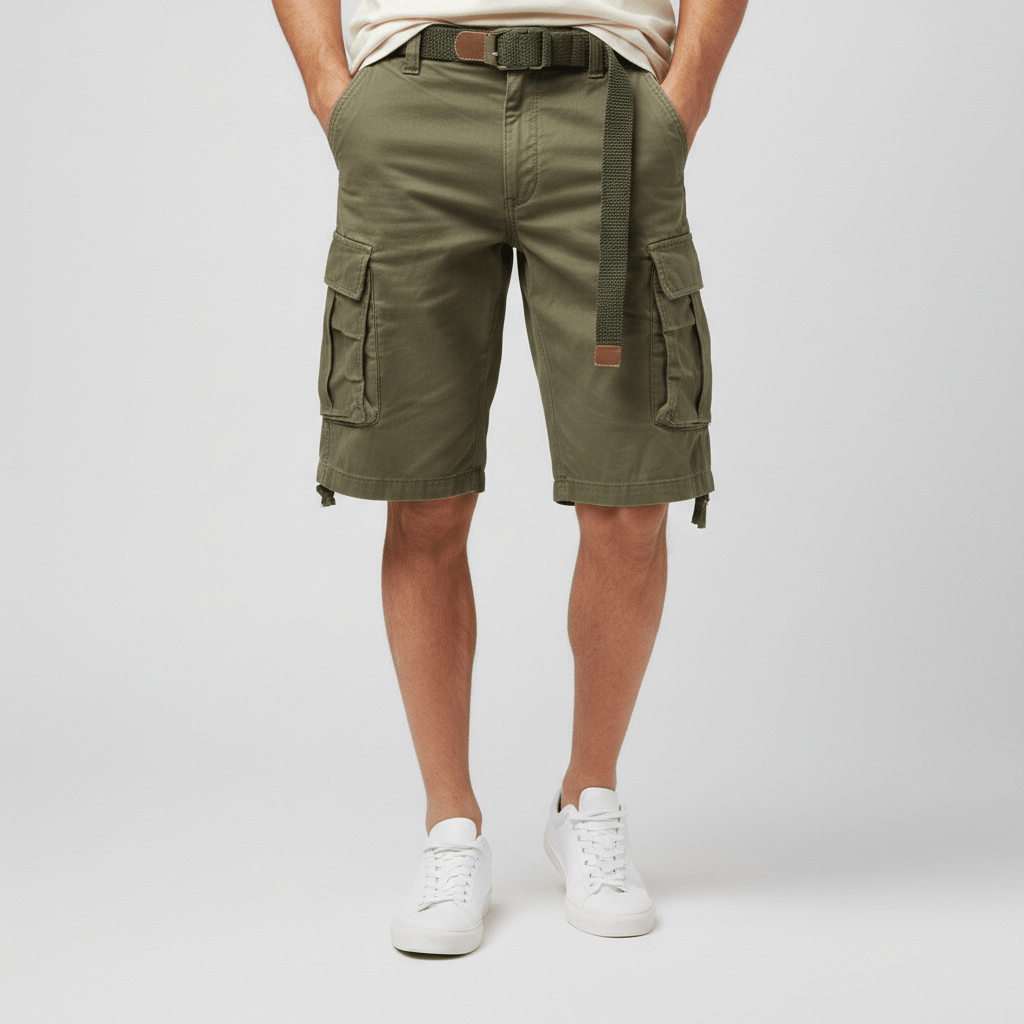 Shawn Cargo Shorts with Side Slip Pockets and Belt Loops