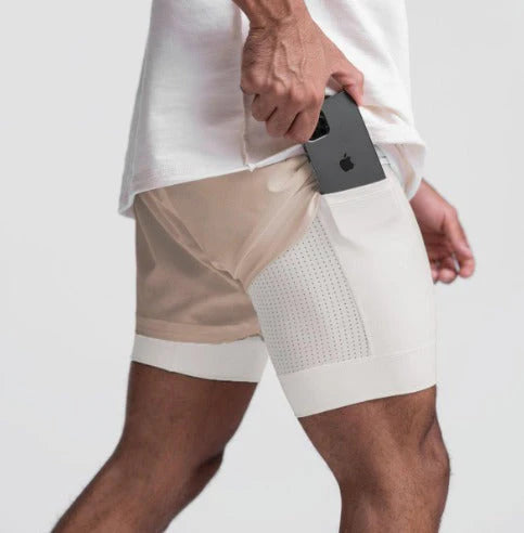 Simon 2 in 1 Training Shorts with Side Slip Pockets and Inner Compression