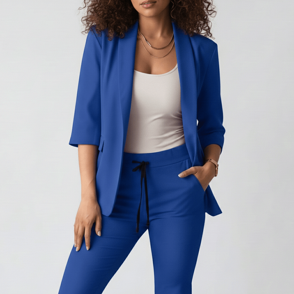 Sofia Two Piece Set Open Front Blazer and Slim Fit Pants