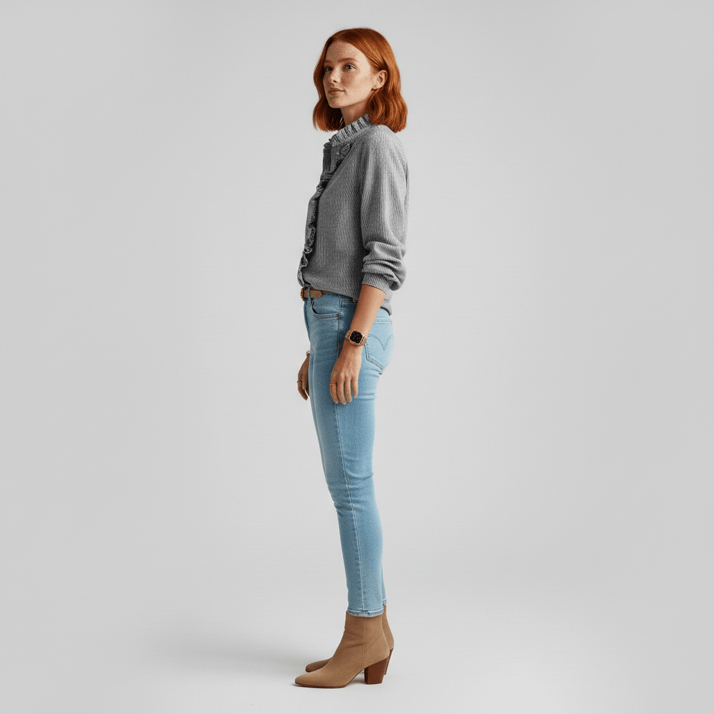 Tanya Ruffle Front Button Blouse with Long Sleeves