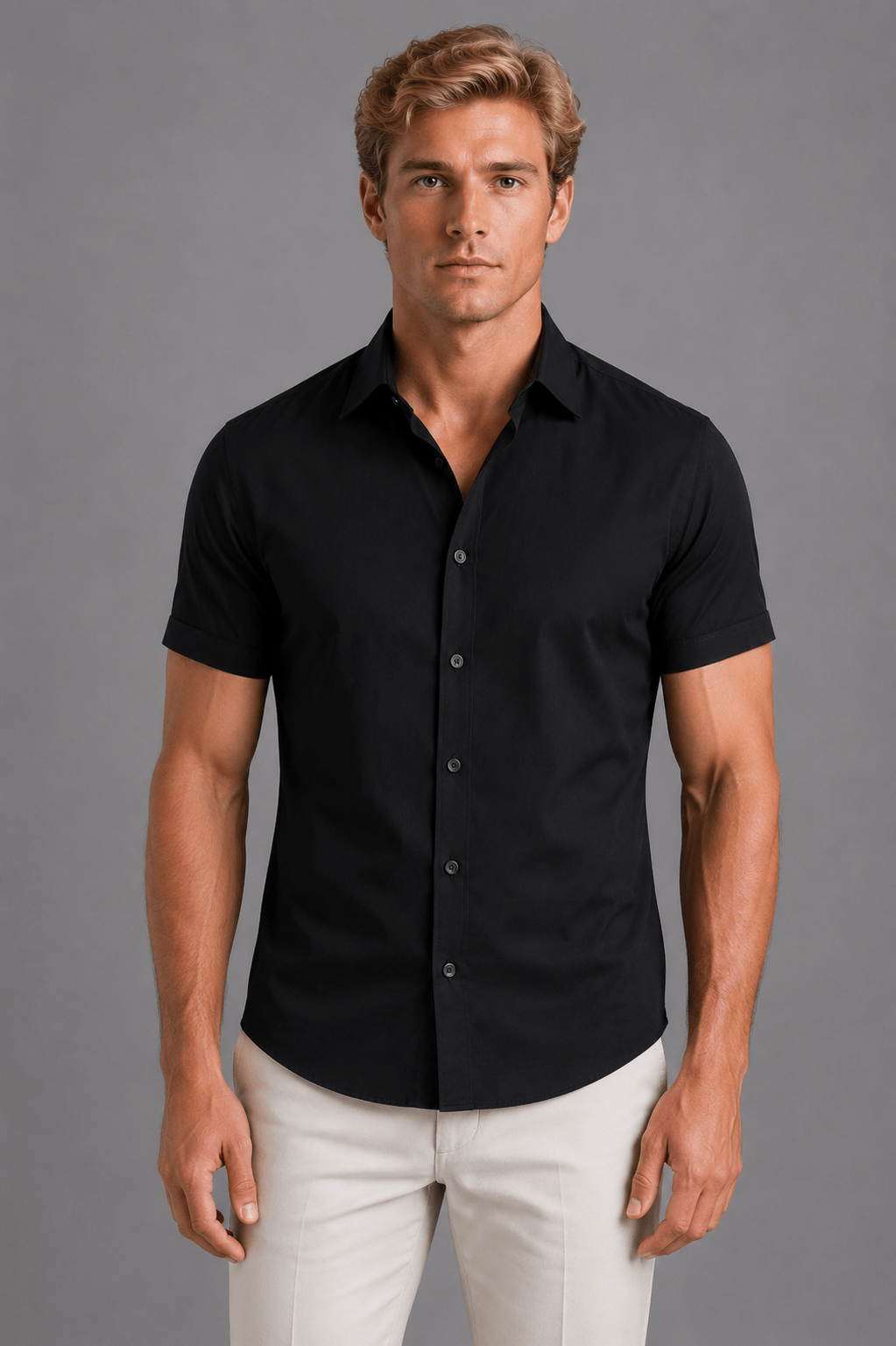 Men's Slim Fit Short Sleeve Shirt - Smart Casual Summer