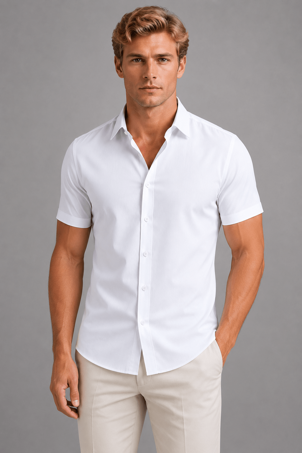 Men's Slim Fit Short Sleeve Shirt - Smart Casual Summer