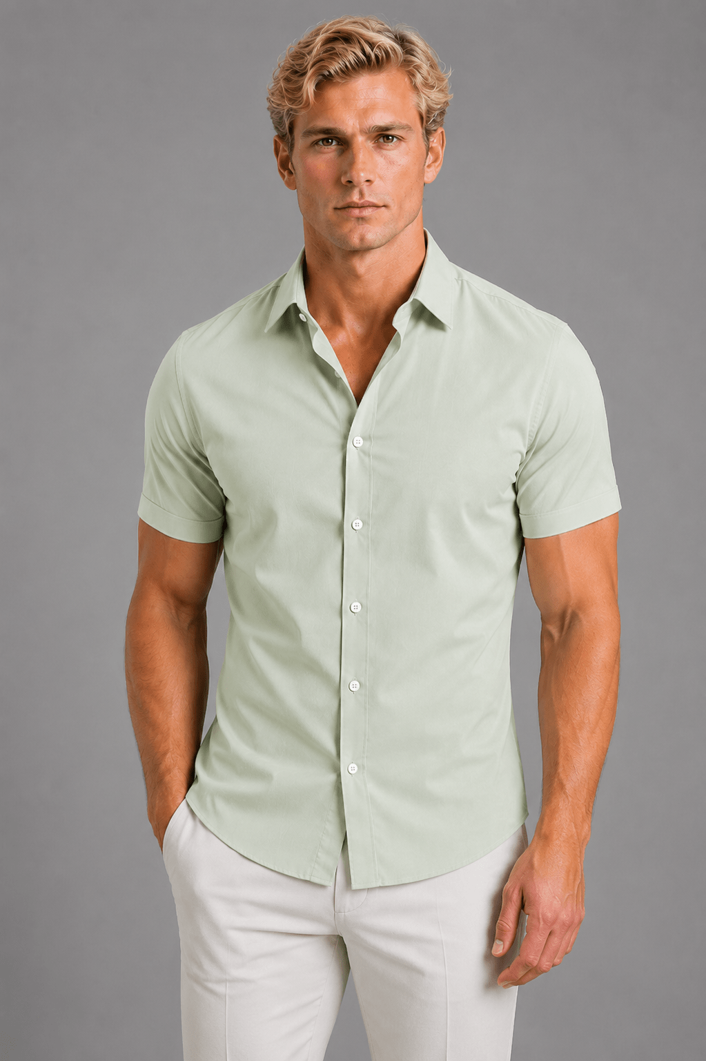 Men's Slim Fit Short Sleeve Shirt - Smart Casual Summer