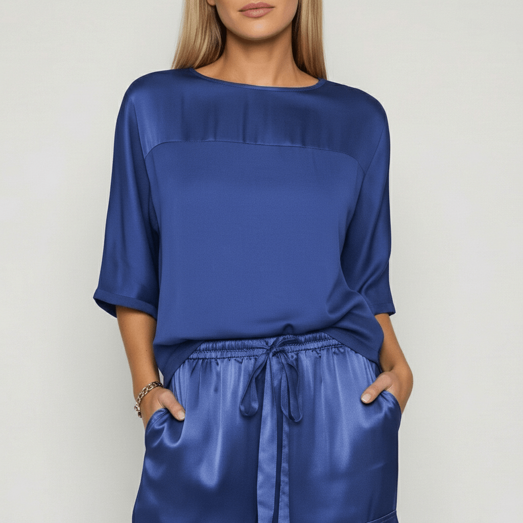 Wendy Two Piece Set Satin Top and Relaxed Cargo Pants