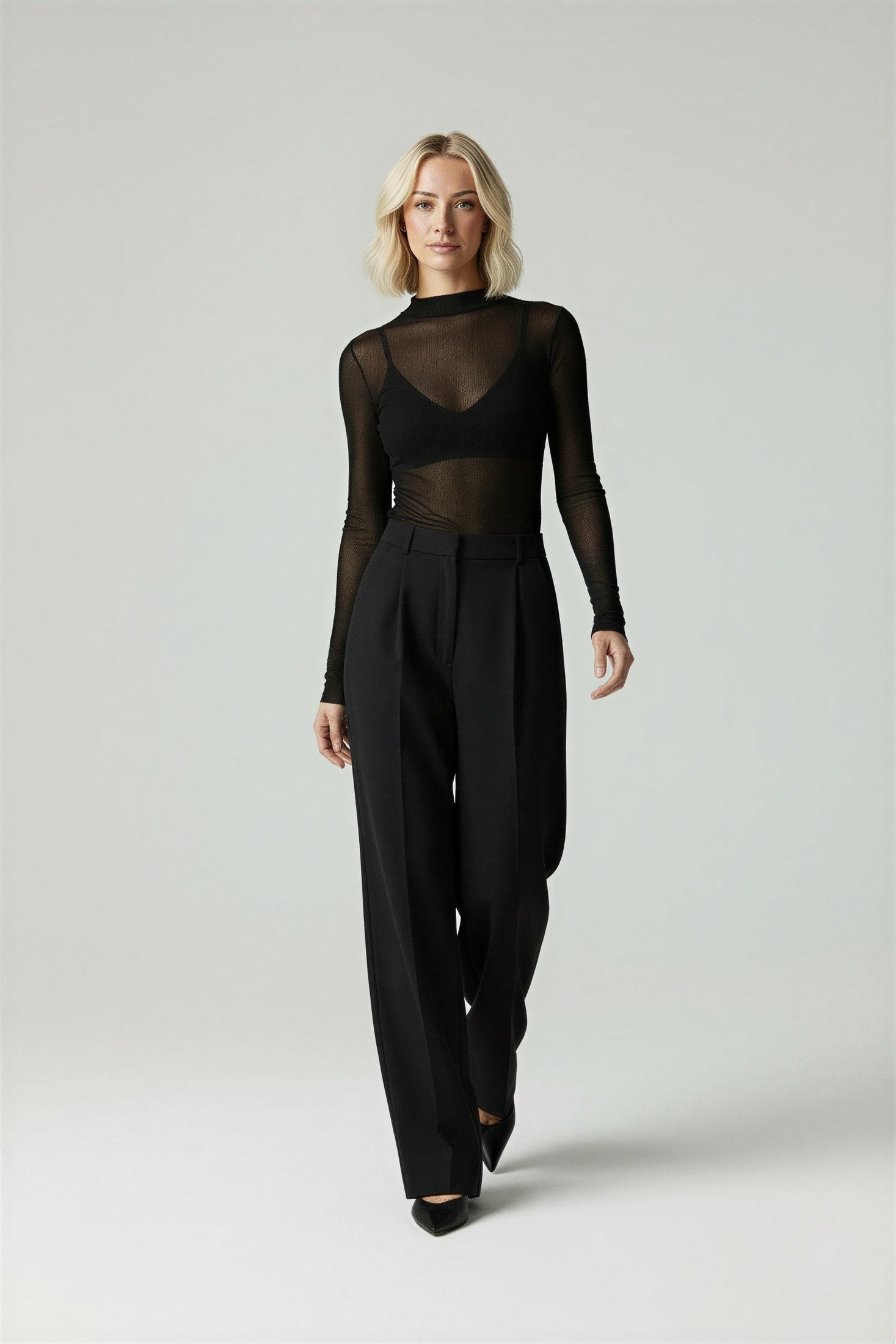 Adriane Women's High Waisted Pleated Wide Leg Tailored Trousers