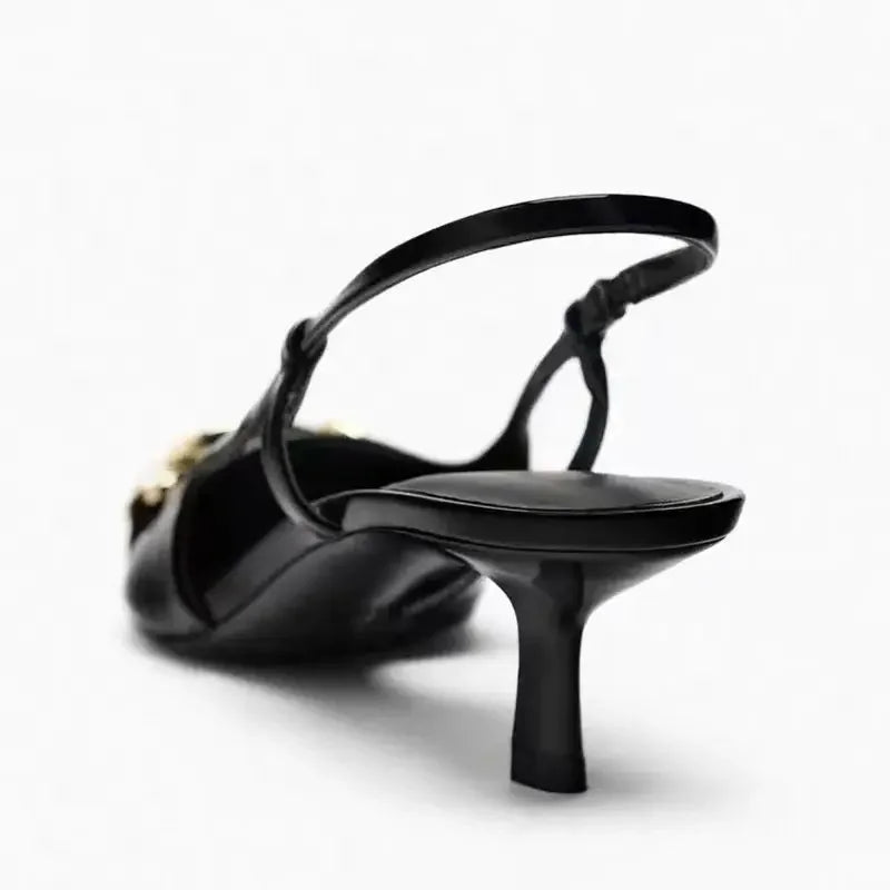 Faylene | Chic Ketting kantoor Slingback Hakken-Hakken-Calora-Zwart-36-Calora