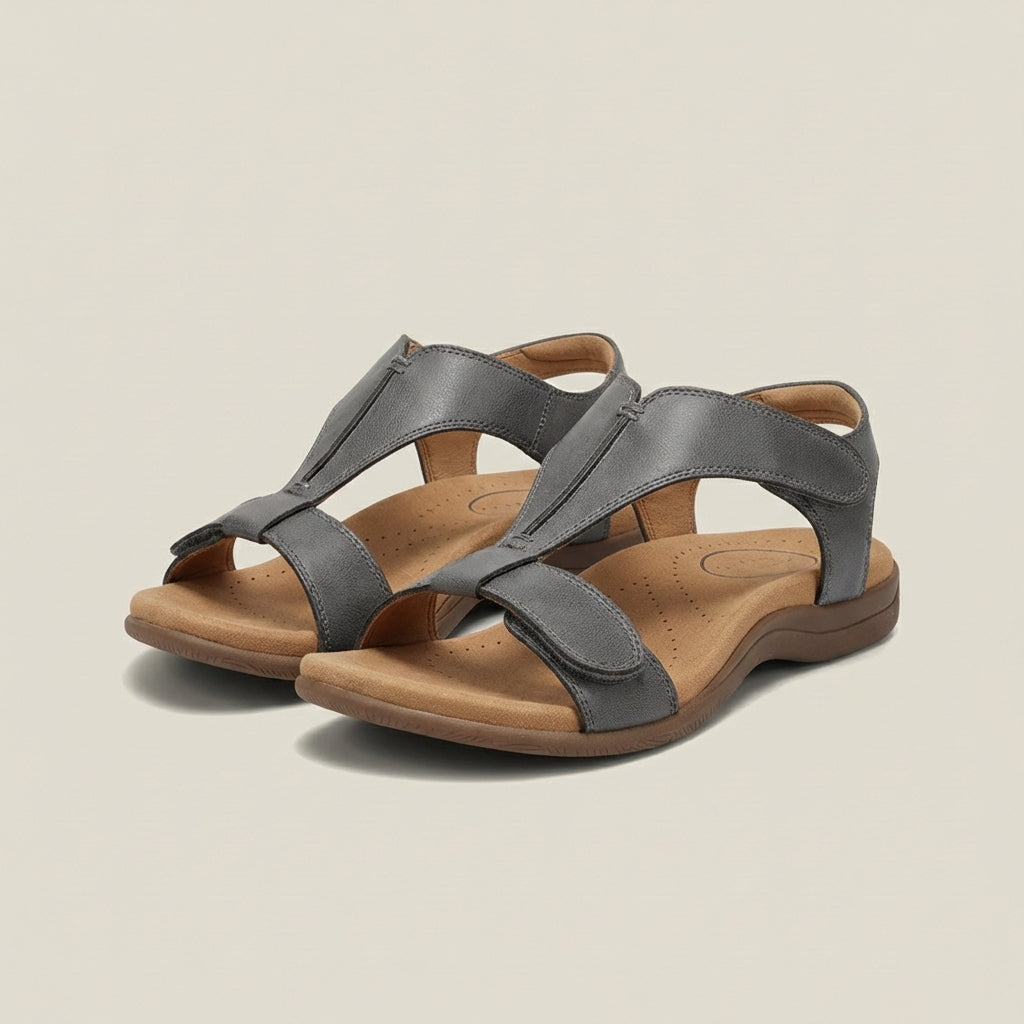Amabel T Strap Sandals Hook and Loop Comfort Sandals