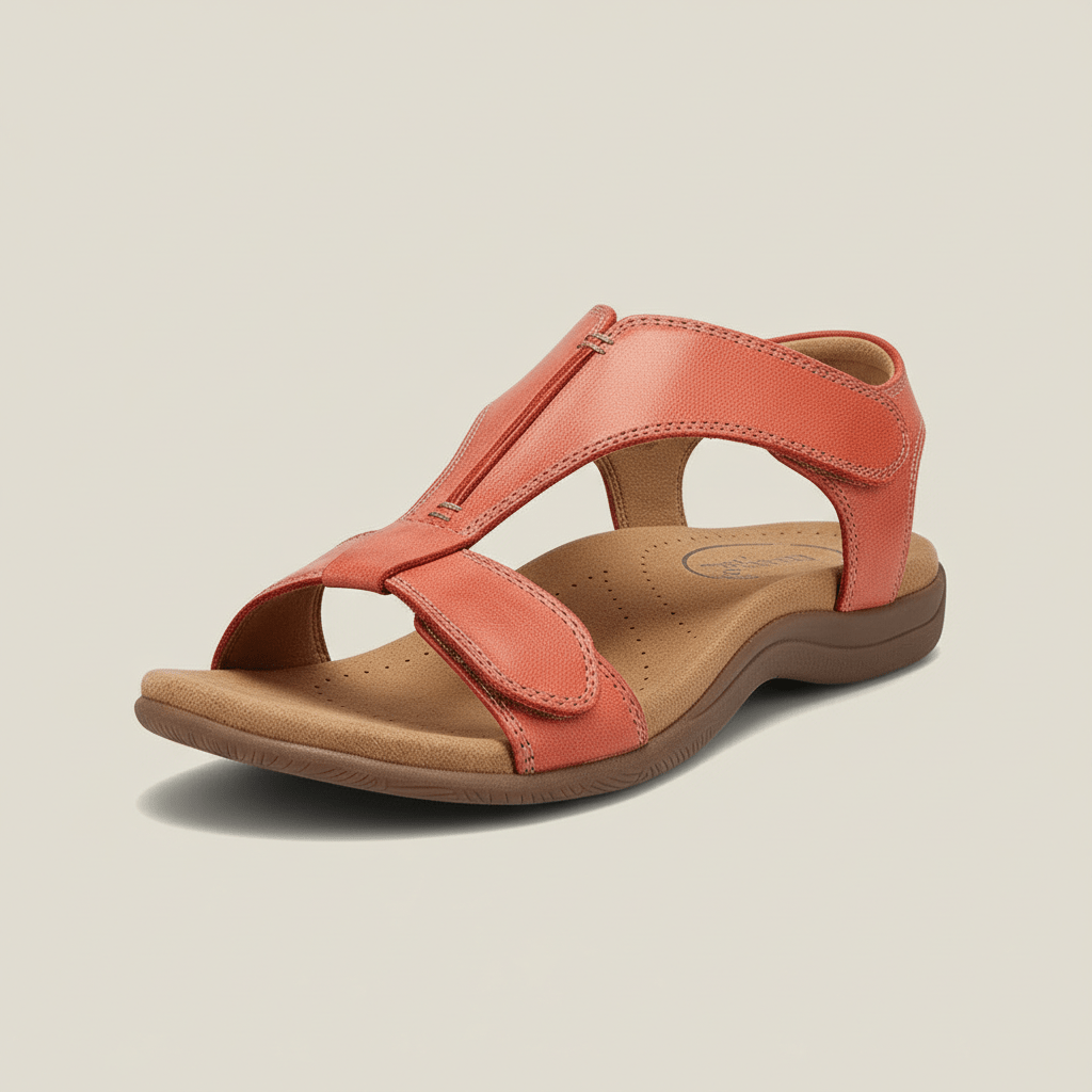 Amabel T Strap Sandals Hook and Loop Comfort Sandals