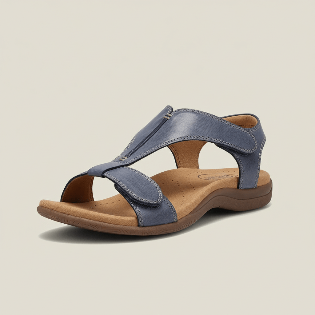 Amabel T Strap Sandals Hook and Loop Comfort Sandals