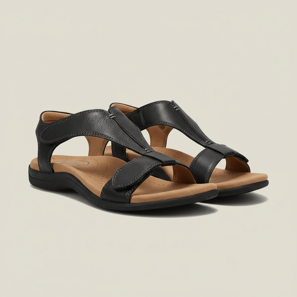 Amabel T Strap Sandals Hook and Loop Comfort Sandals
