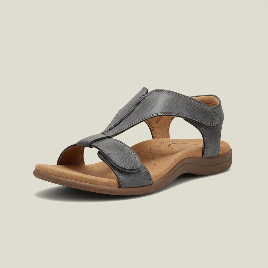 Amabel T Strap Sandals Hook and Loop Comfort Sandals