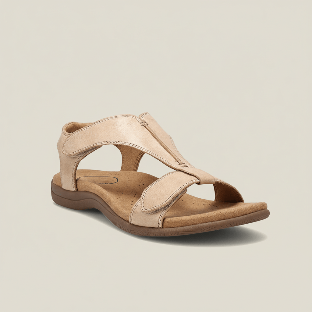 Amabel T Strap Sandals Hook and Loop Comfort Sandals
