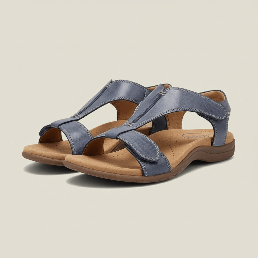 Amabel T Strap Sandals Hook and Loop Comfort Sandals