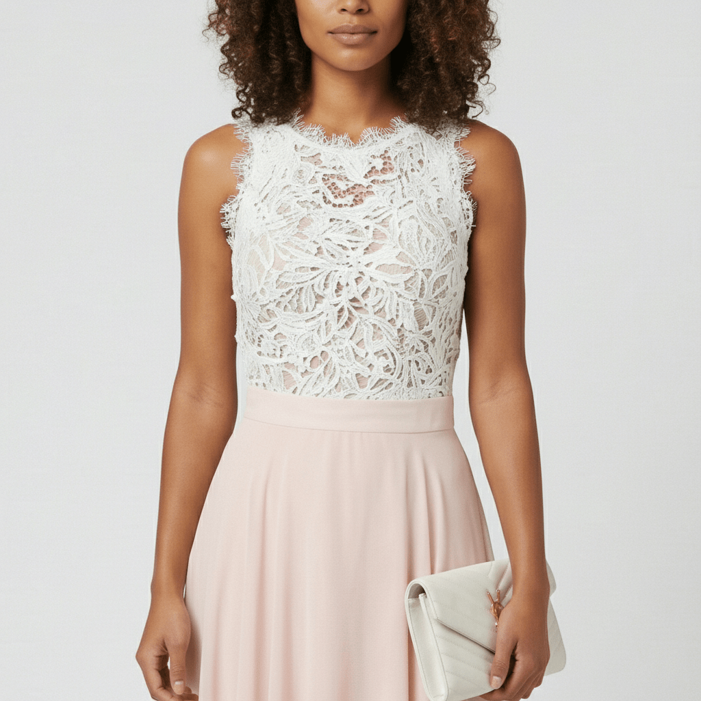 Beatrice Sleeveless Lace Maxi Dress for Women with Round Neck