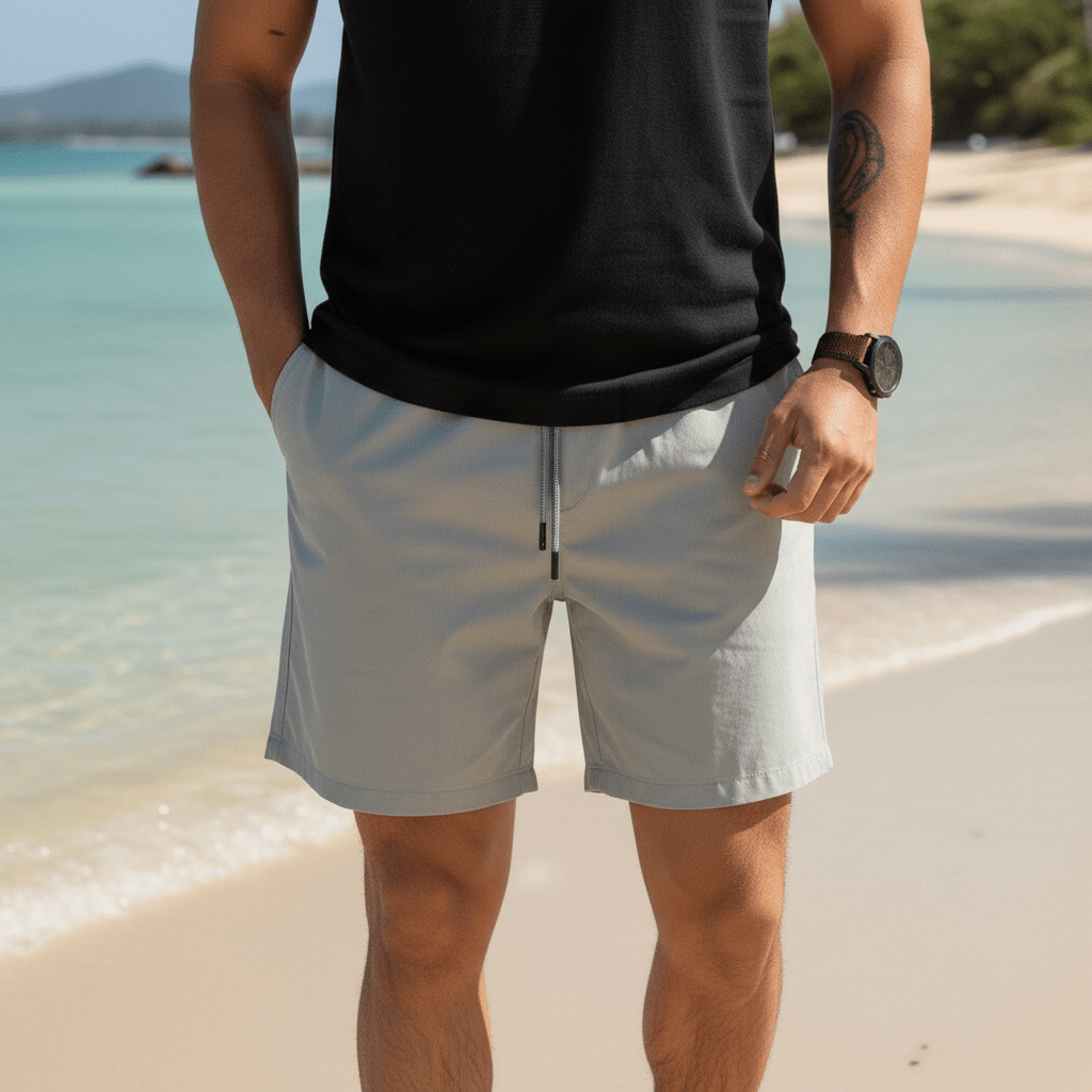 Bradley Drawstring Swim Shorts with Elastic Waist and Side Pockets