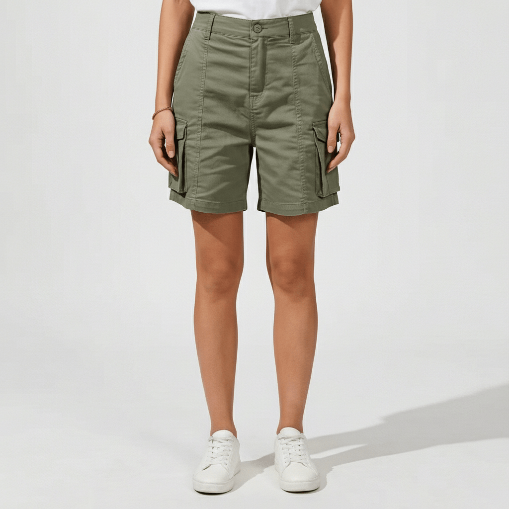 Bruna High Waist Cargo Shorts Multi Pocket Utility Fit
