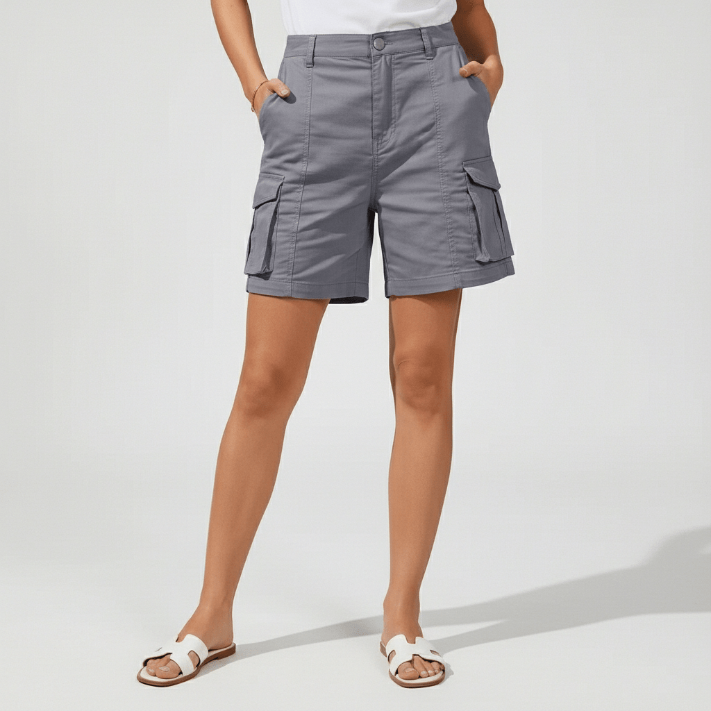 Bruna High Waist Cargo Shorts Multi Pocket Utility Fit
