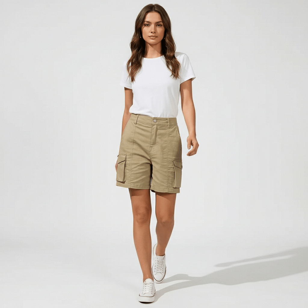 Bruna High Waist Cargo Shorts Multi Pocket Utility Fit