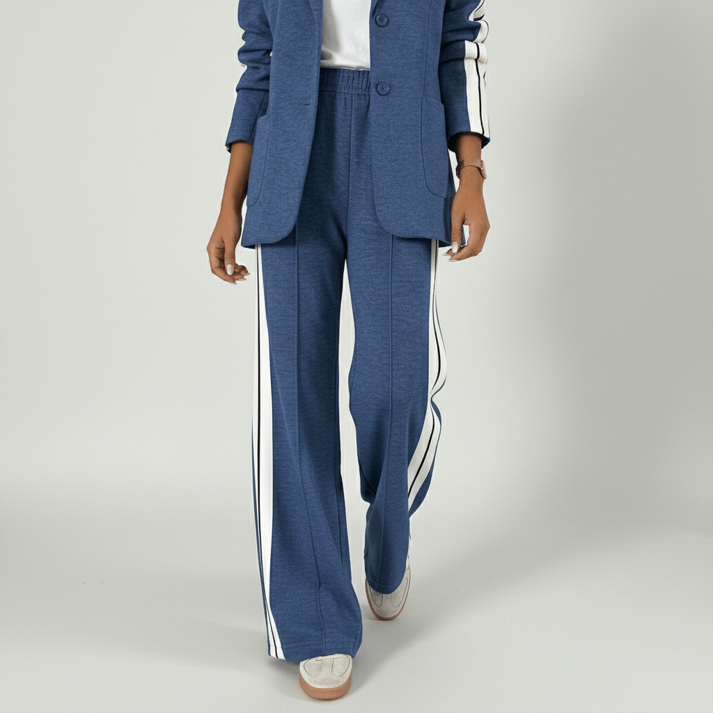 Caitlin Two Piece Set Blazer and Wide Leg Stripe Pants