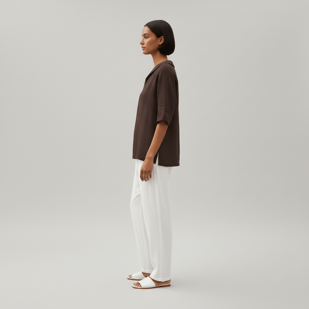 Caroline Casual V-Neck Blouse with Short Sleeves