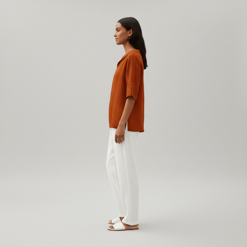 Caroline Casual V-Neck Blouse with Short Sleeves