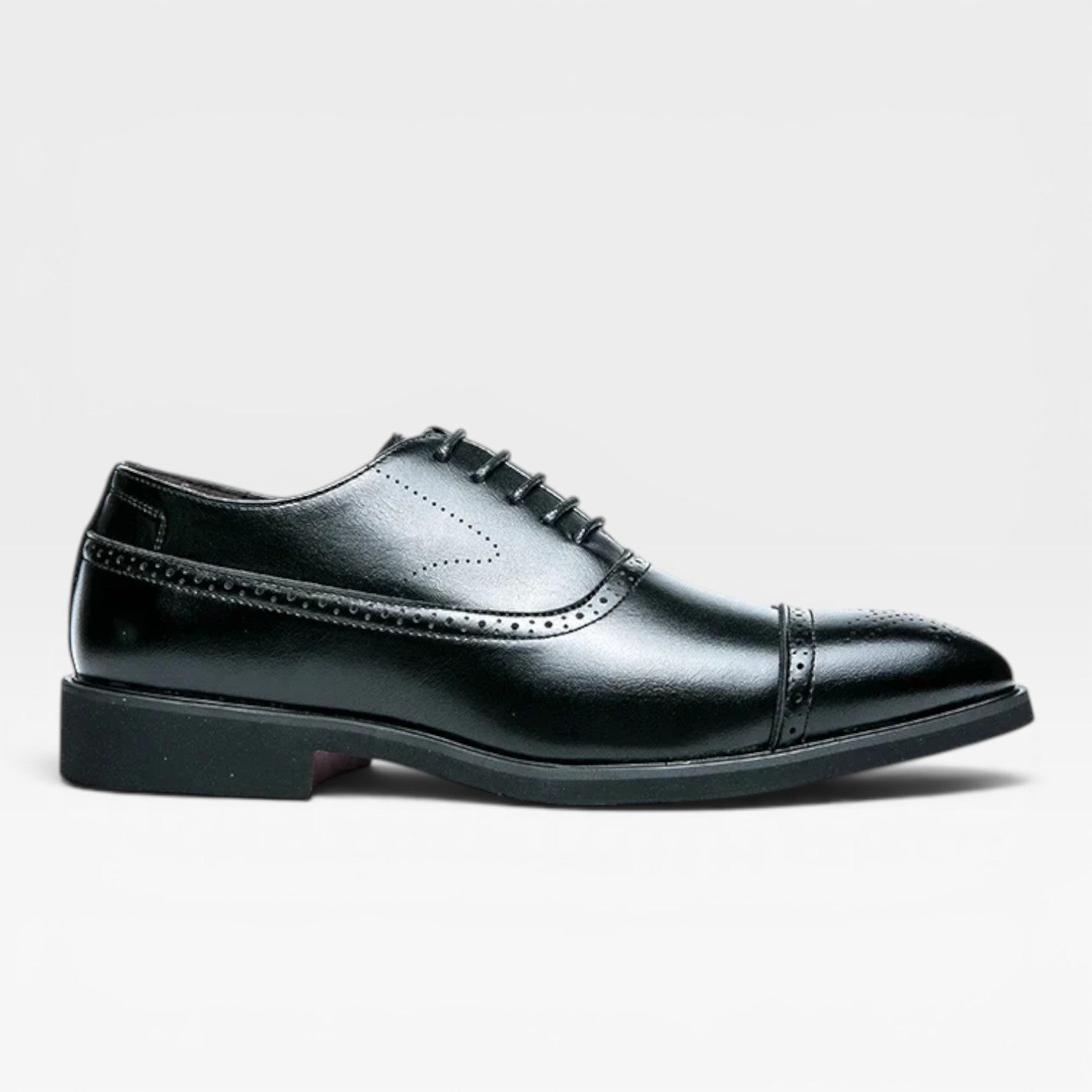 Men's Leather Oxford Brogues - Cap Toe Lace Up Formal Shoes