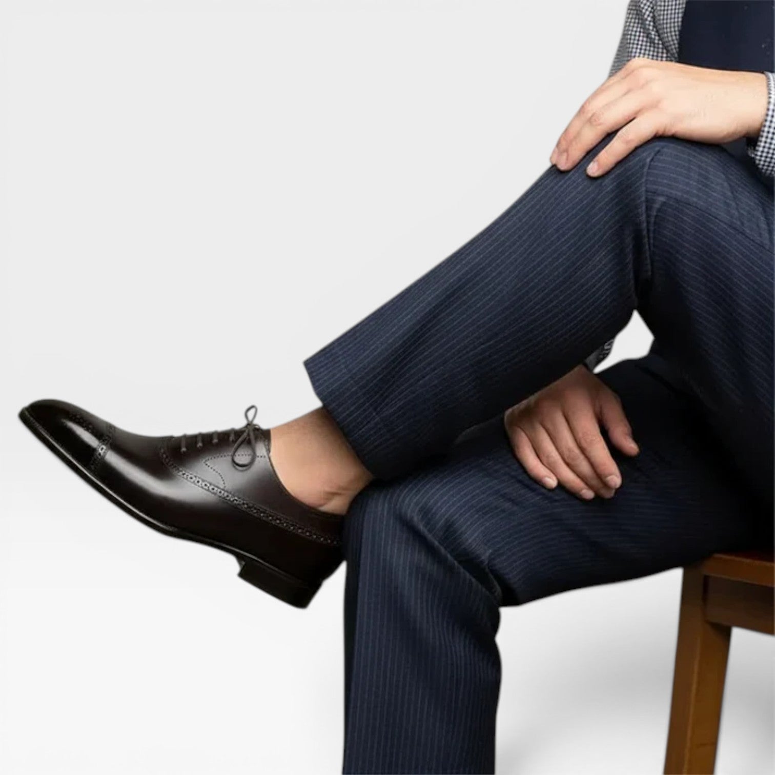 Men's Leather Oxford Brogues - Cap Toe Lace Up Formal Shoes