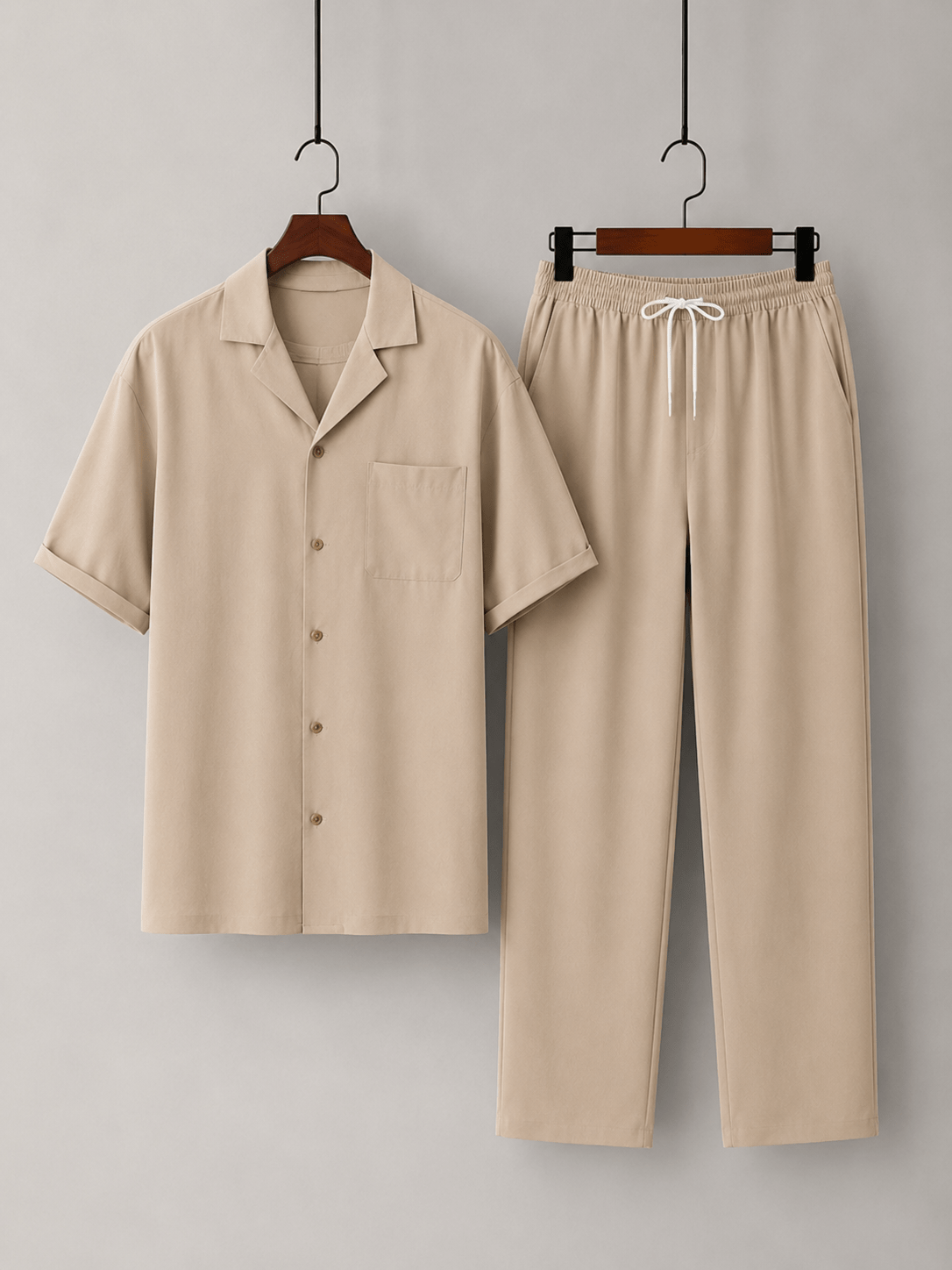 Men's Short Sleeve Shirt And Straight Leg Trousers Co-ord Set