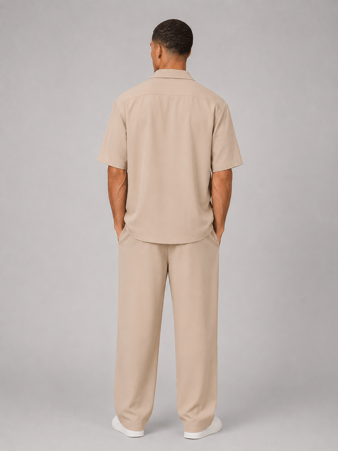 Men's Short Sleeve Shirt And Straight Leg Trousers Co-ord Set