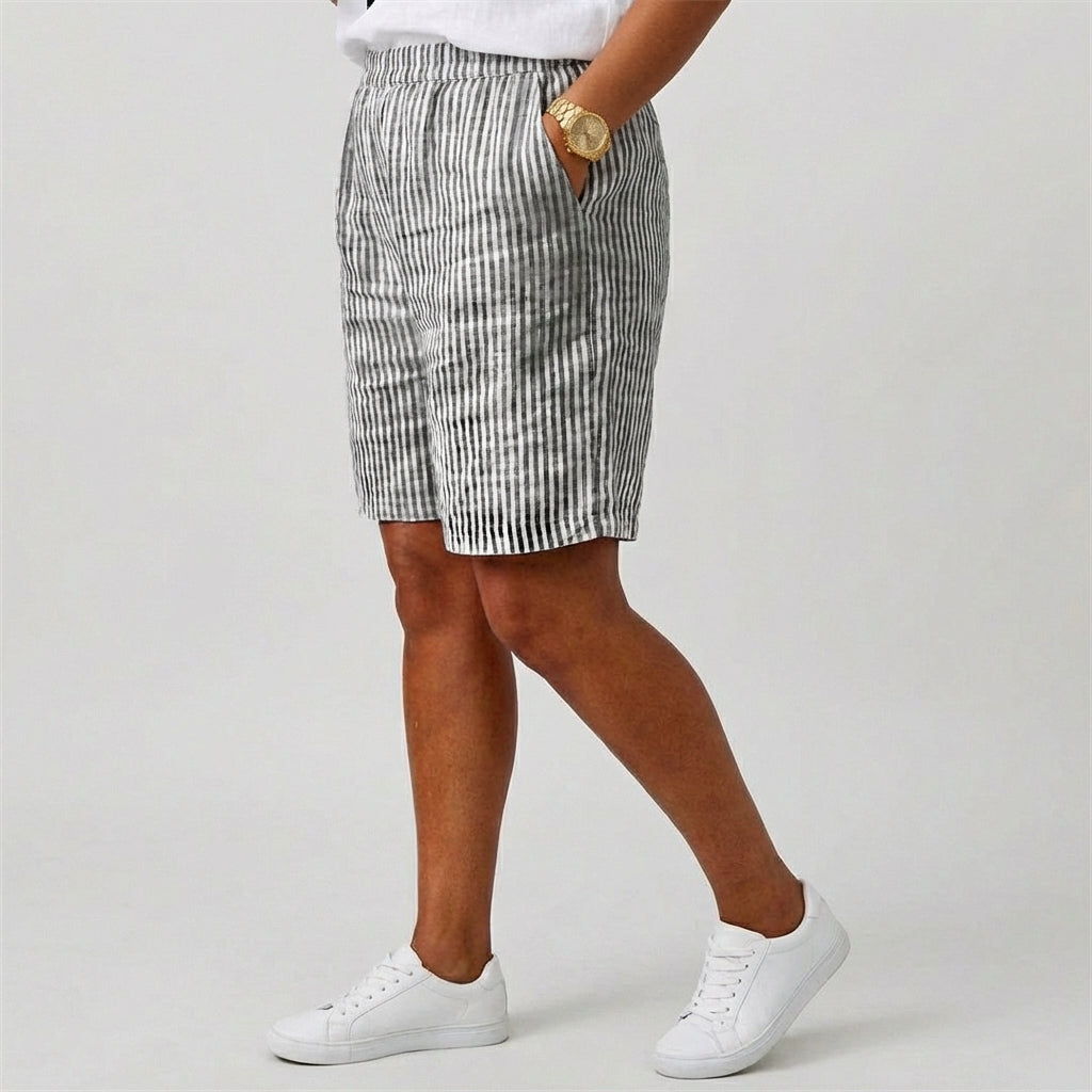 Casey Striped Casual Shorts Elastic Waist Summer Fit