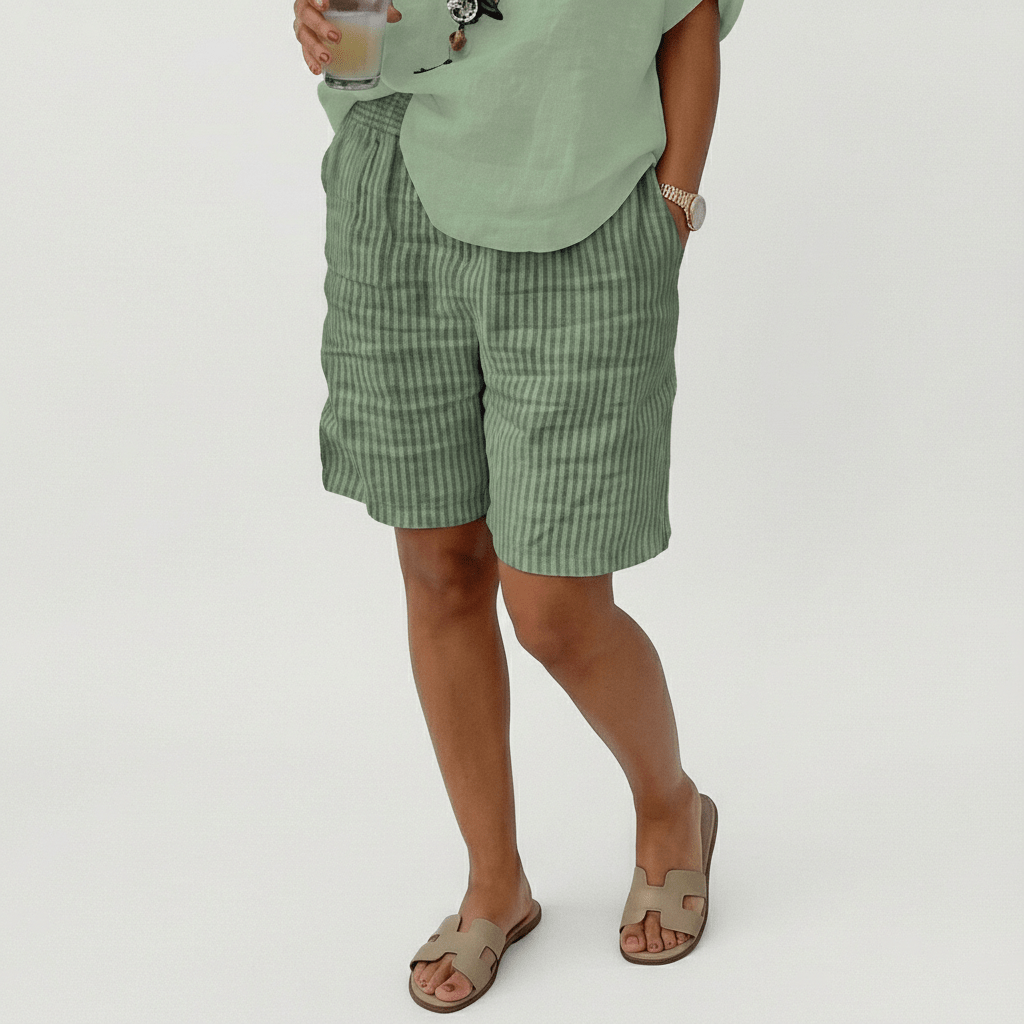 Casey Striped Casual Shorts Elastic Waist Summer Fit