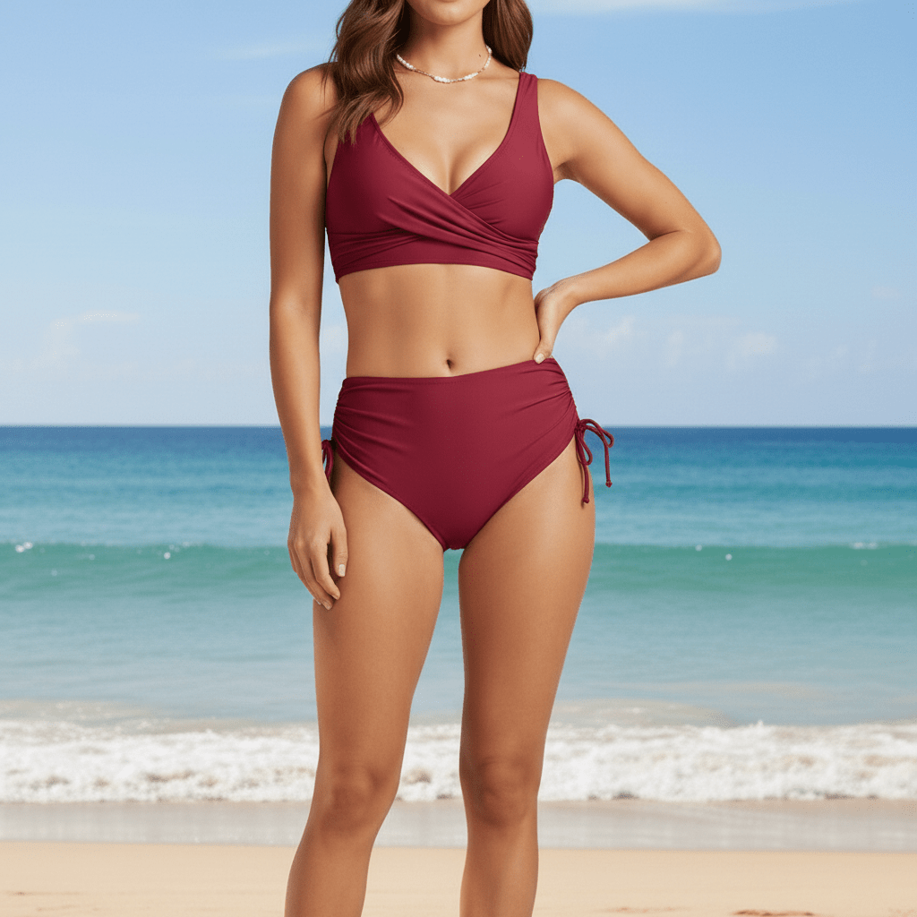 Cecily High Waist Bikini Swimsuit V Neck