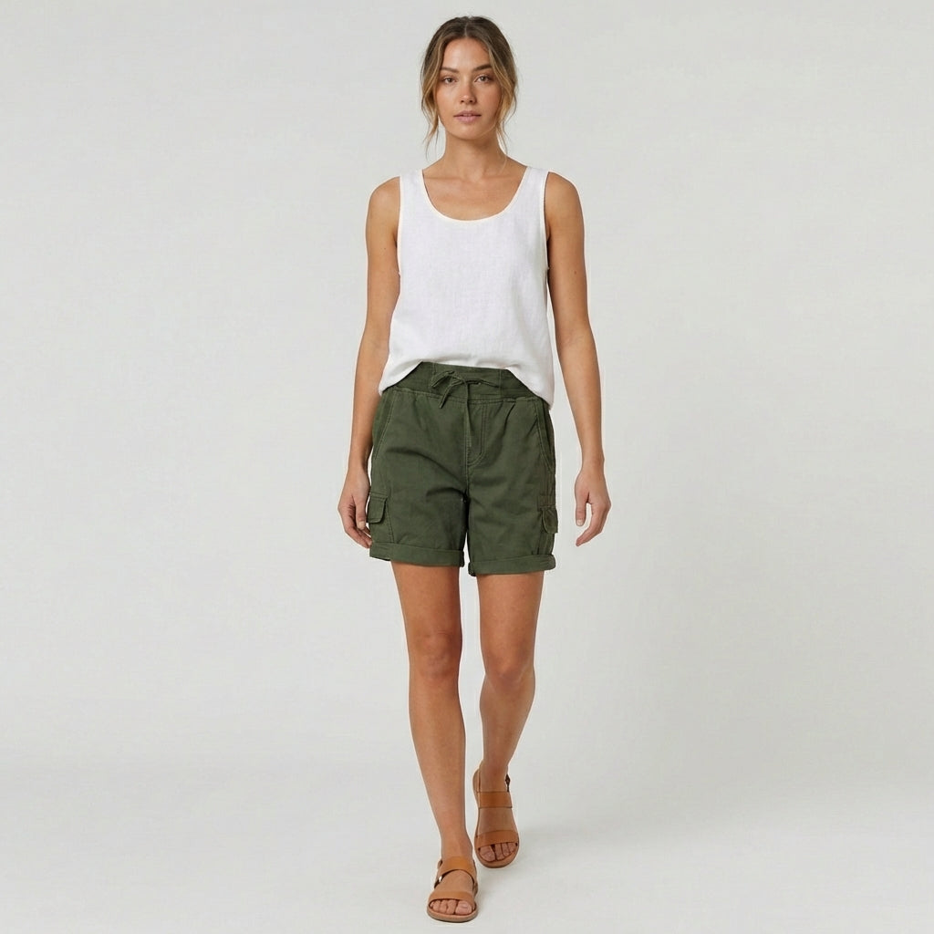 Cheryl High Waist Cargo Shorts Drawstring Casual Utility
