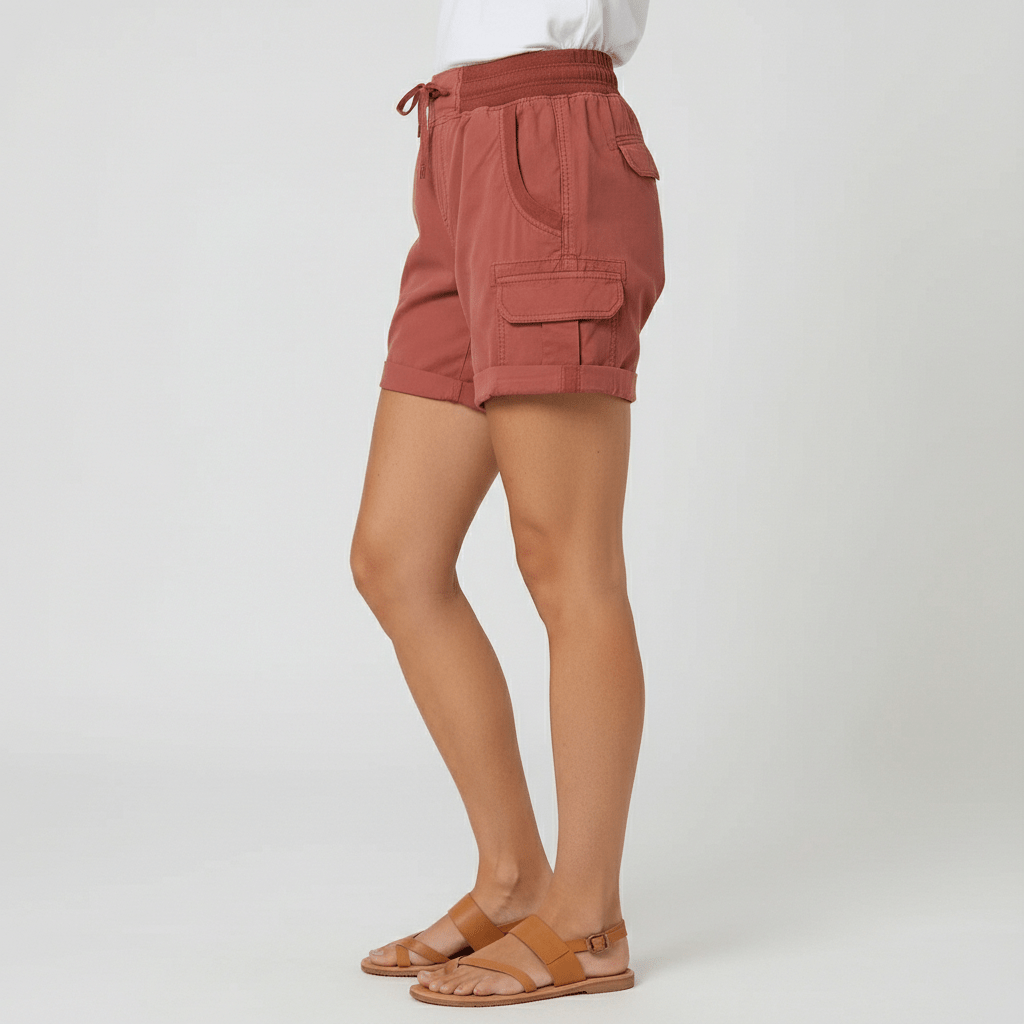 Cheryl High Waist Cargo Shorts Drawstring Casual Utility