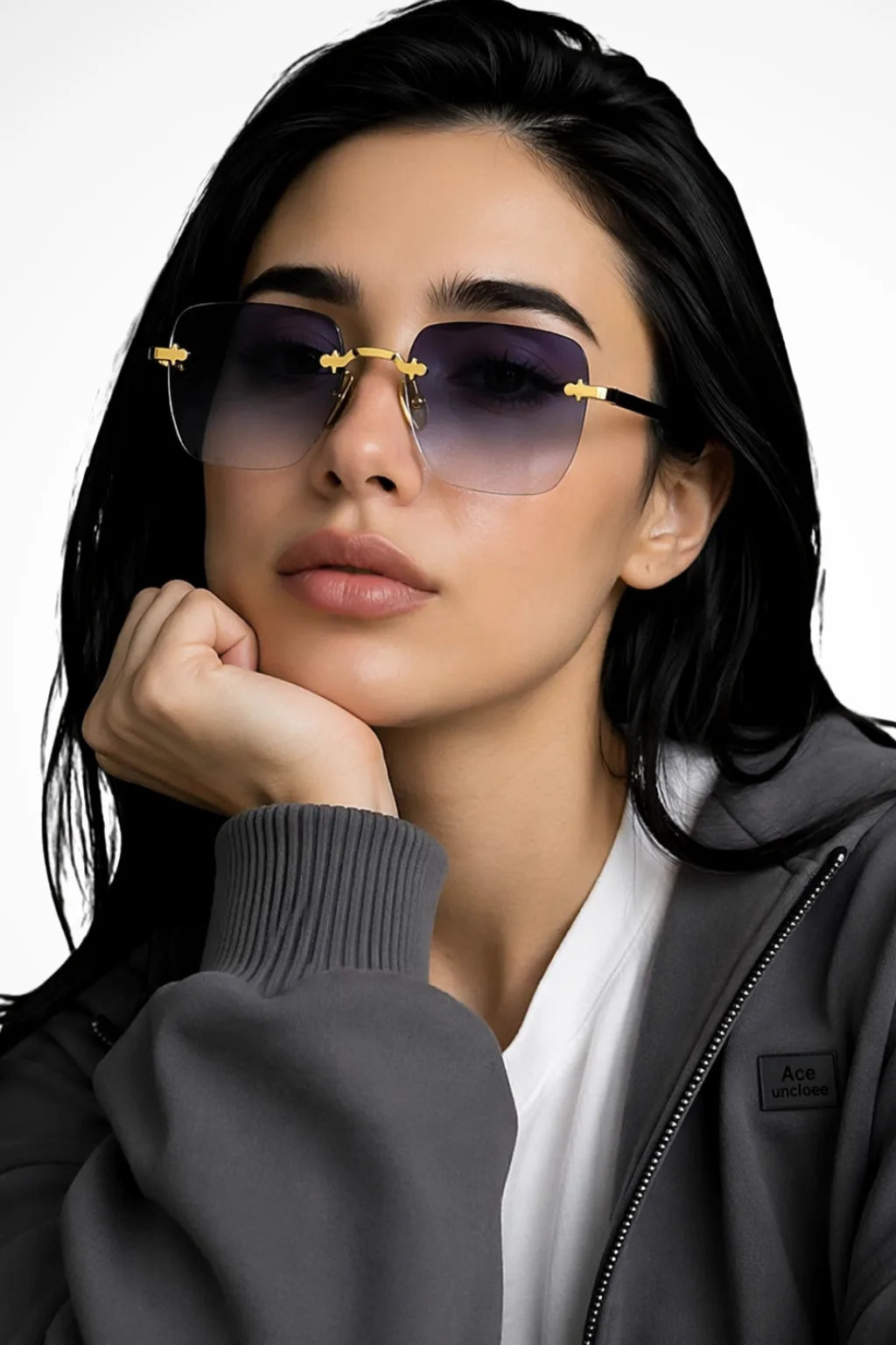 Adra Women's Square Rimless Sunglasses Gradient Lenses