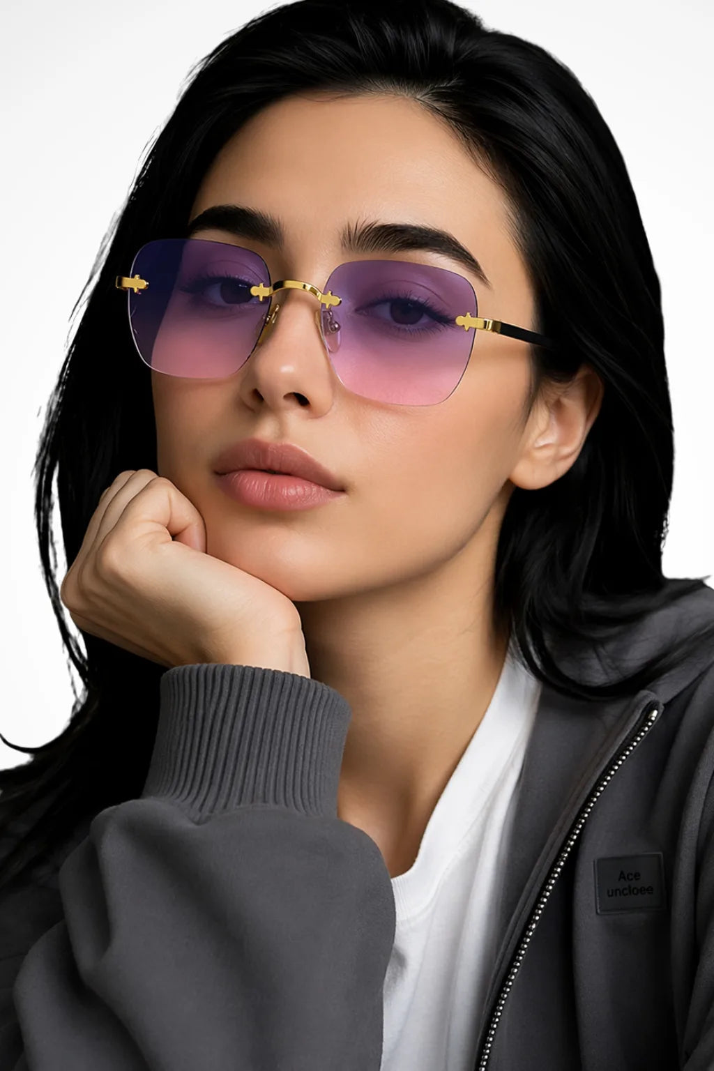 Adra Women's Square Rimless Sunglasses Gradient Lenses