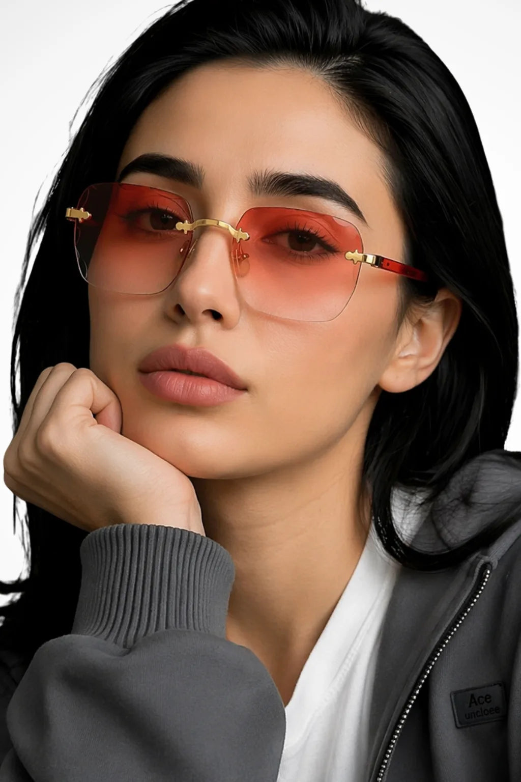 Adra Women's Square Rimless Sunglasses Gradient Lenses