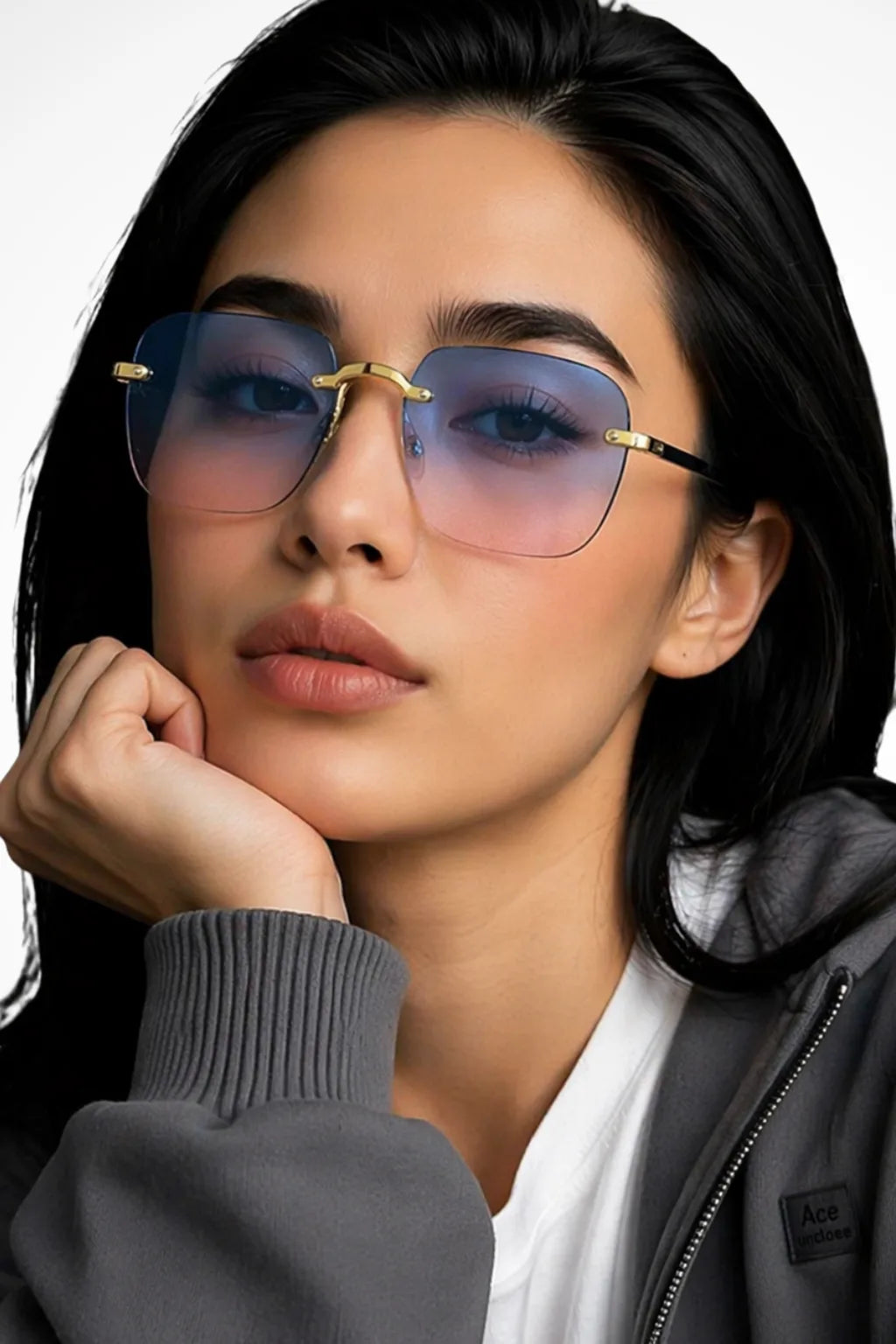 Adra Women's Square Rimless Sunglasses Gradient Lenses