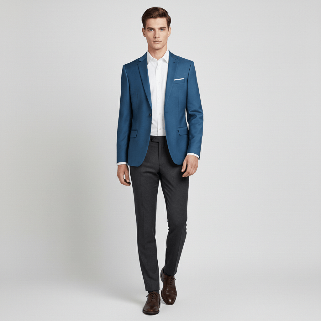 Clayton Single Button Blazer with Notch Lapel and Tailored Fit