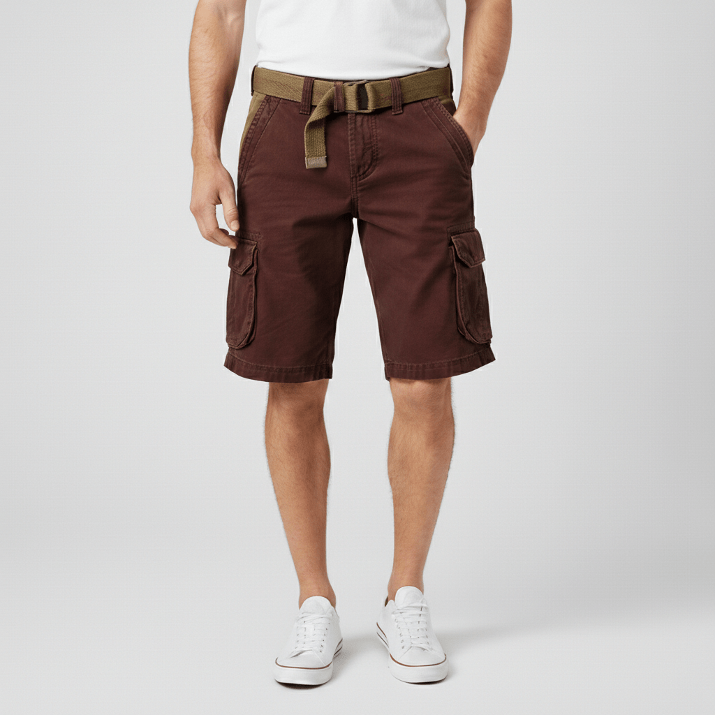 Clinton Cargo Shorts with Side Slip Pockets and Belt Loops